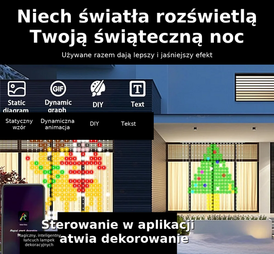 Kurtyna LED RGB Smart – Mikołaj, choinka i własne wzory na Twoim oknie